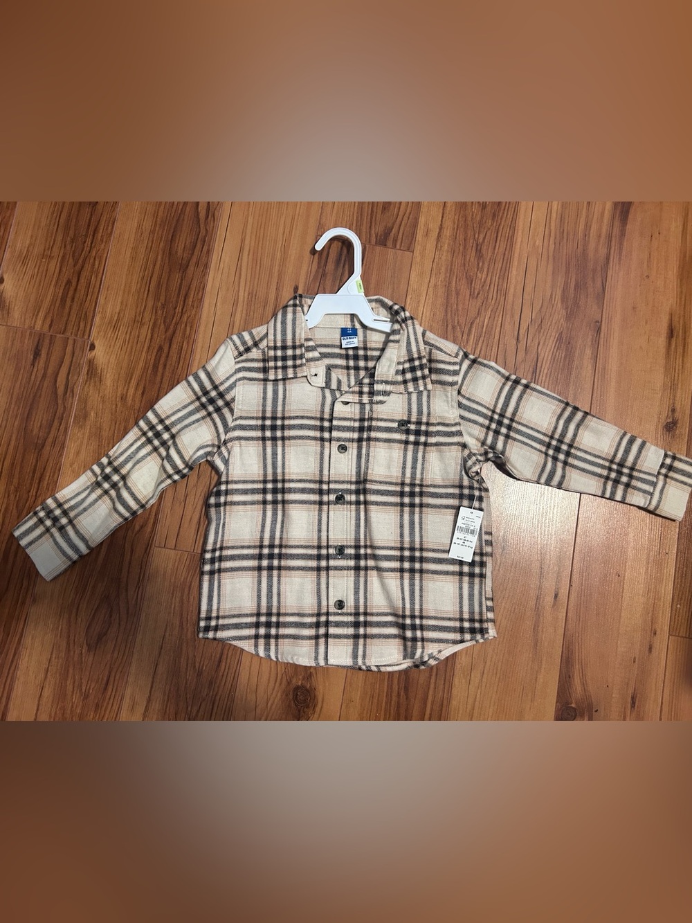 Old Navy Beige Plaid Button-Down Shirt